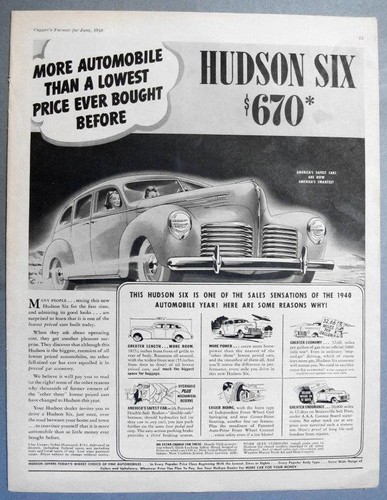 10x15 original 1940 hudson six - 1940,