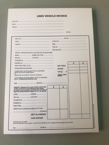 Used car vehicle invoice - vehicle,