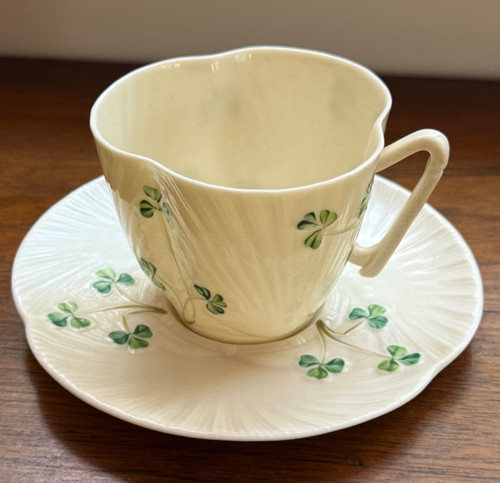 Belleek harp shamrock cup - belleek,