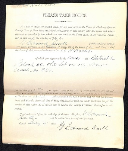 1877 flushing queens unpaid - 1877,